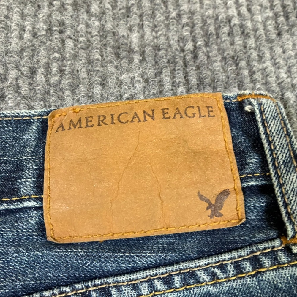 American Eagle Mens Slim Straight Jeans Size 34x34 Blue Denim Cotton Low Rise - Picture 6 of 11